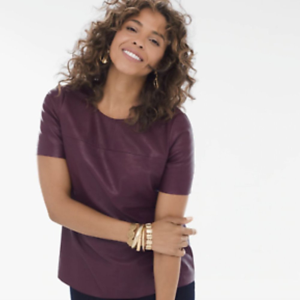 Chico's Burgundy Faux Leather Top